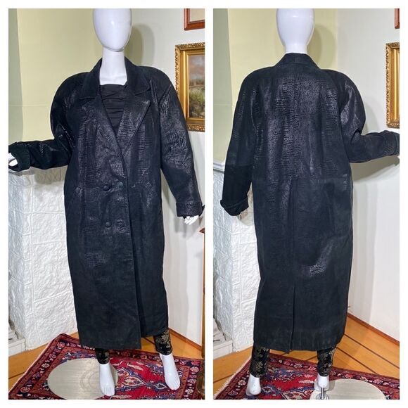 Rare Vintage Peter Millar Crown Sport Full Length Double Breasted Leather Coat - Picture 1 of 17